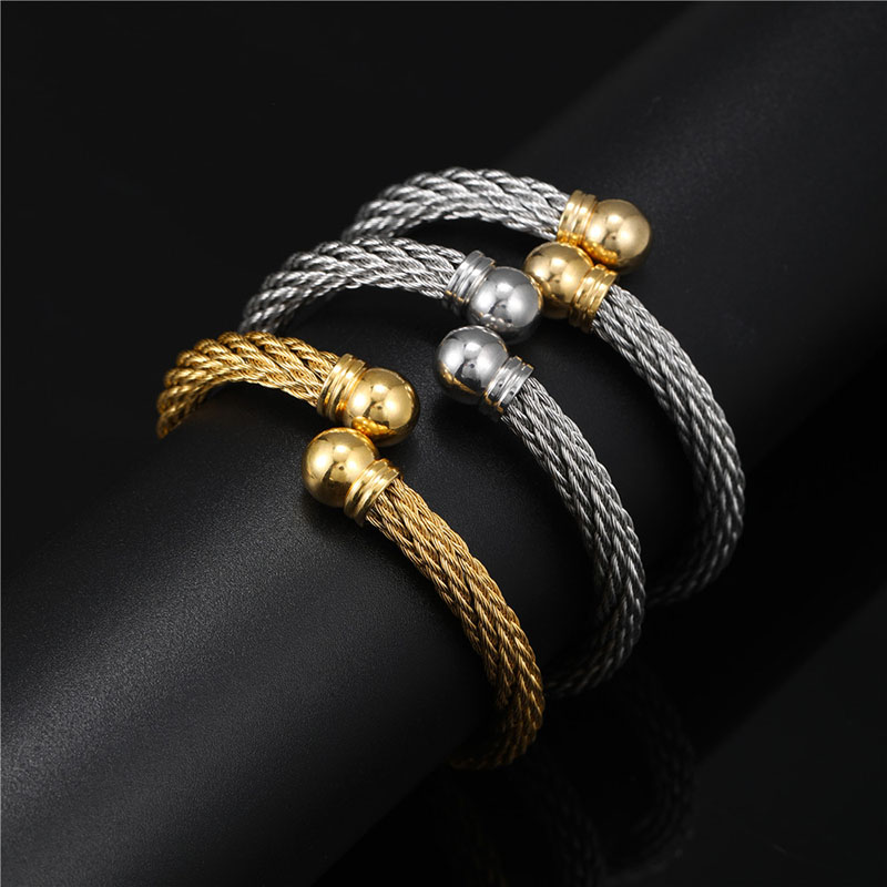 Wholesale Jewelry Steel Wire Rope Punk Openings Non-fading Titanium Steel Bracelet