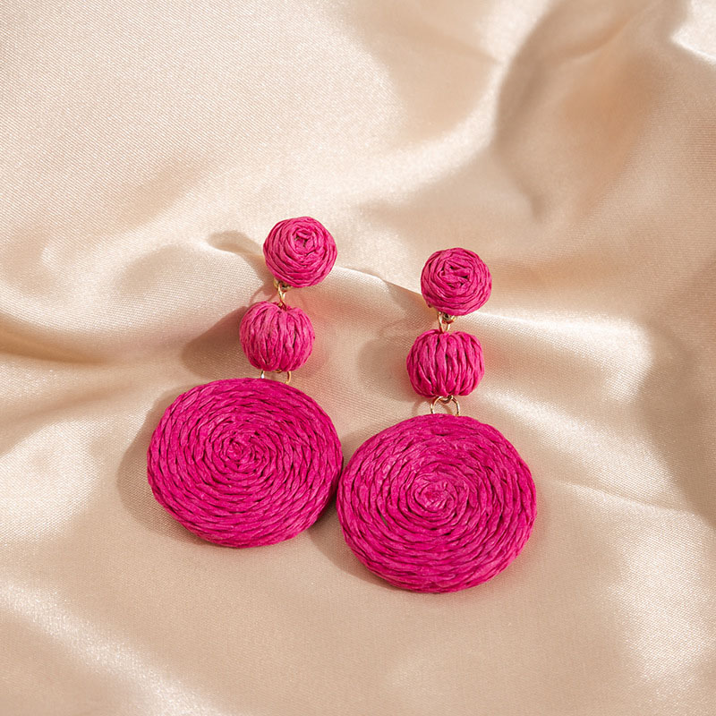 Raffia Round Bohemian Hand-woven Dangle Earrings Vendors
