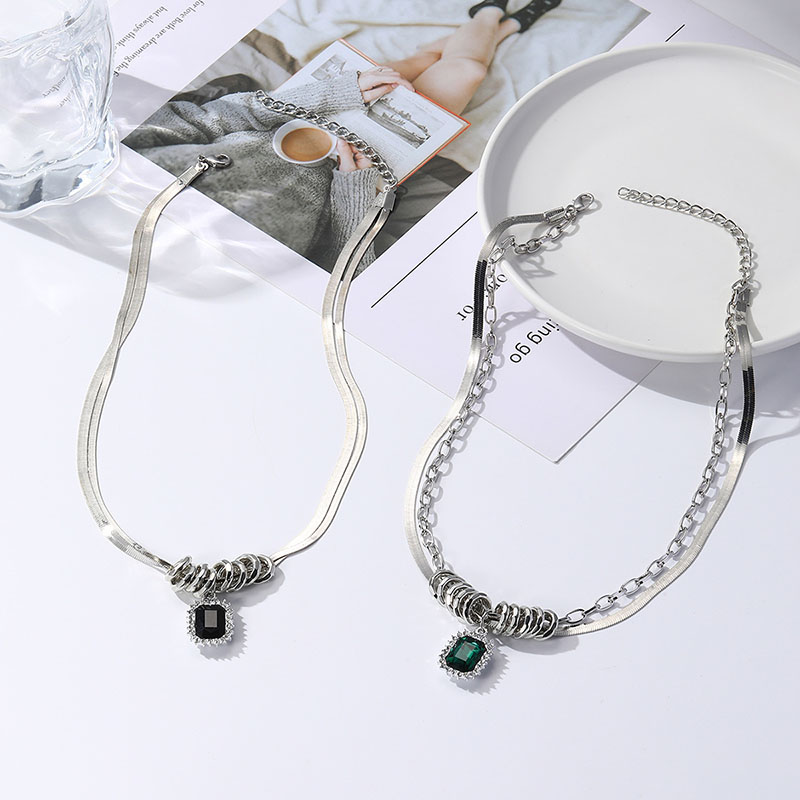 Wholesale Jewelry Hip-hop Flat Snake Chain Double Layer Necklace