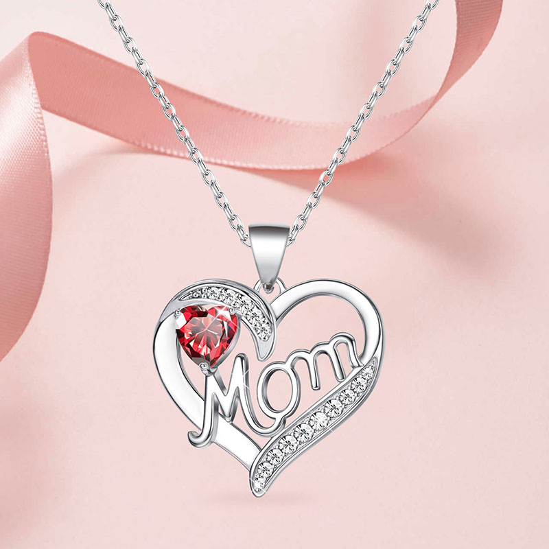 Wholesale Jewelry Vintage Fashion Design Diamond Heart Shaped Mother's Day Necklace