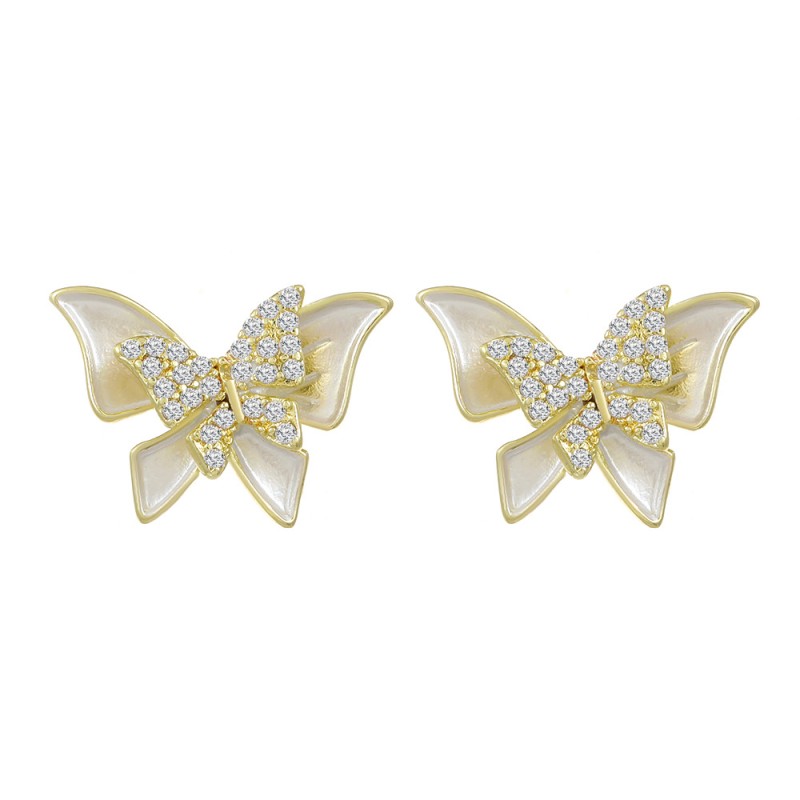 Full Drill Drip Oil Three-dimensional Butterfly Earrings Wholesale