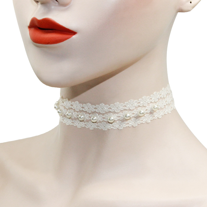 Wholesale White Pearl Lace Necklace