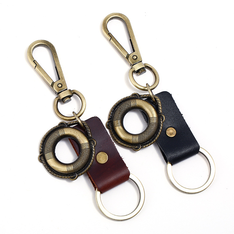 Alloy Bronze Pendant Retro Cowhide Keychain Supplier