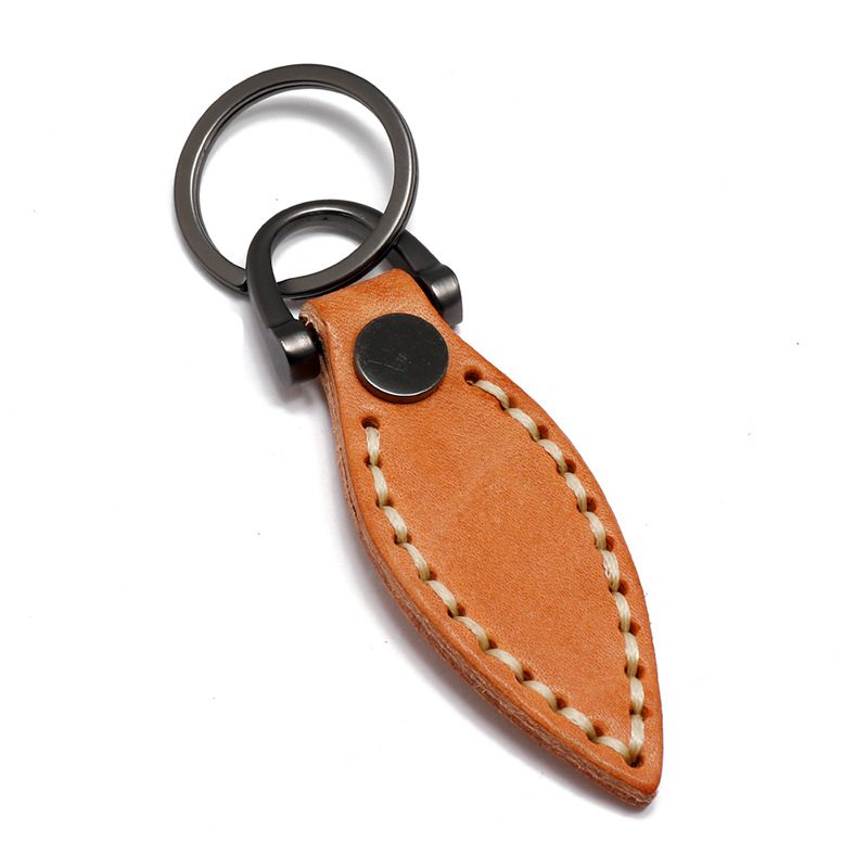 Wholesale Simple Stitching Cowhide Keychain