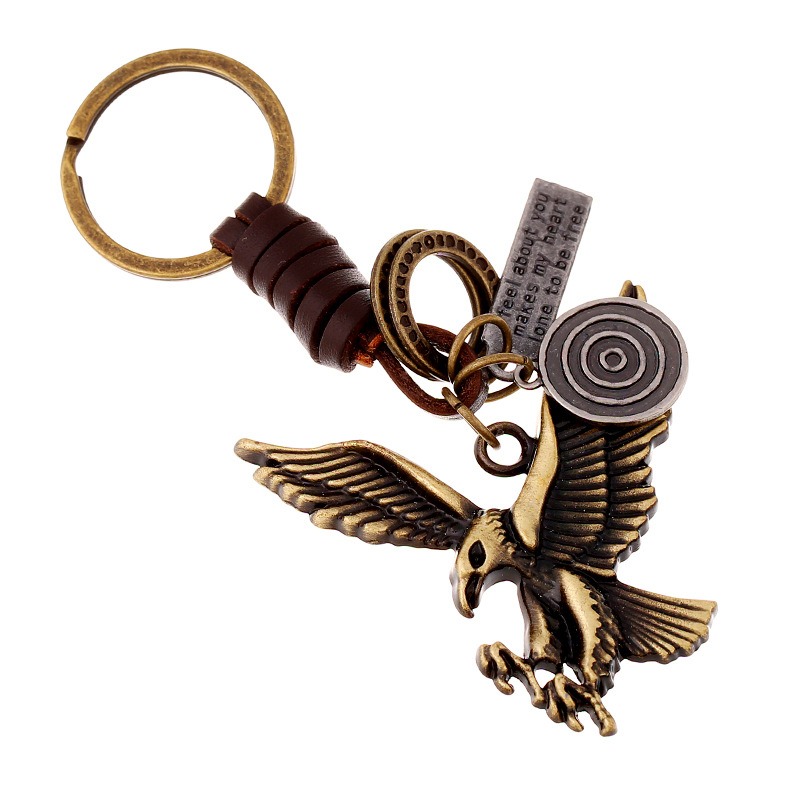 Wholesale Multi-layer Braided Cowhide Eagle Keychain