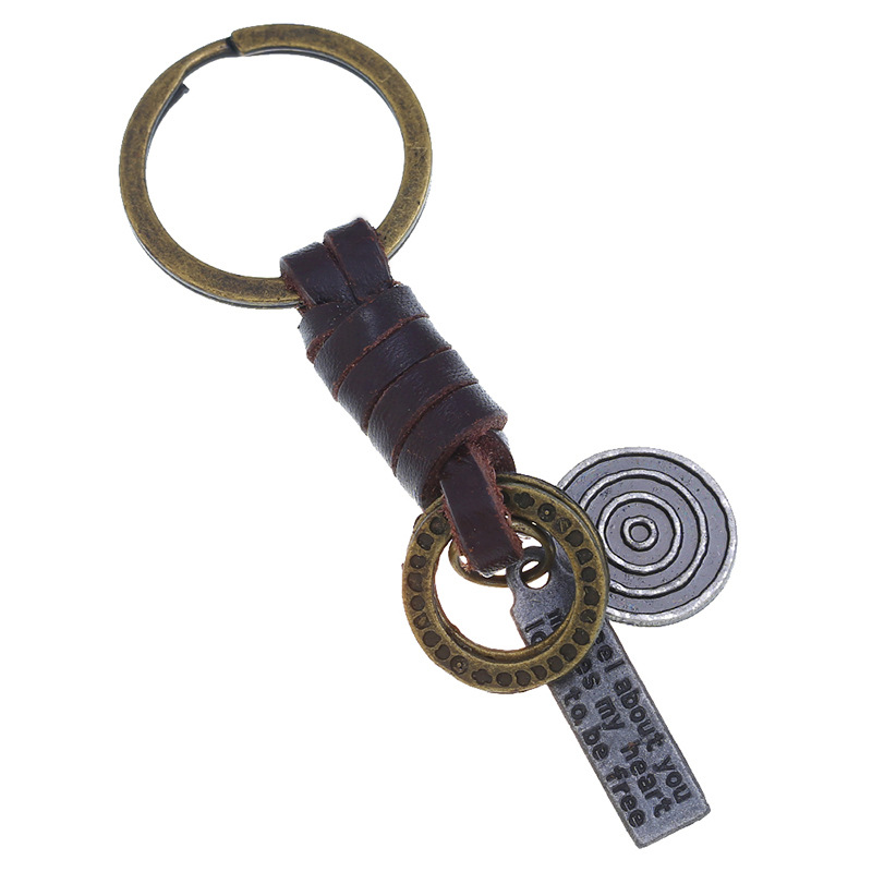 Wholesale Woven Vintage All-match Cowhide Keychain