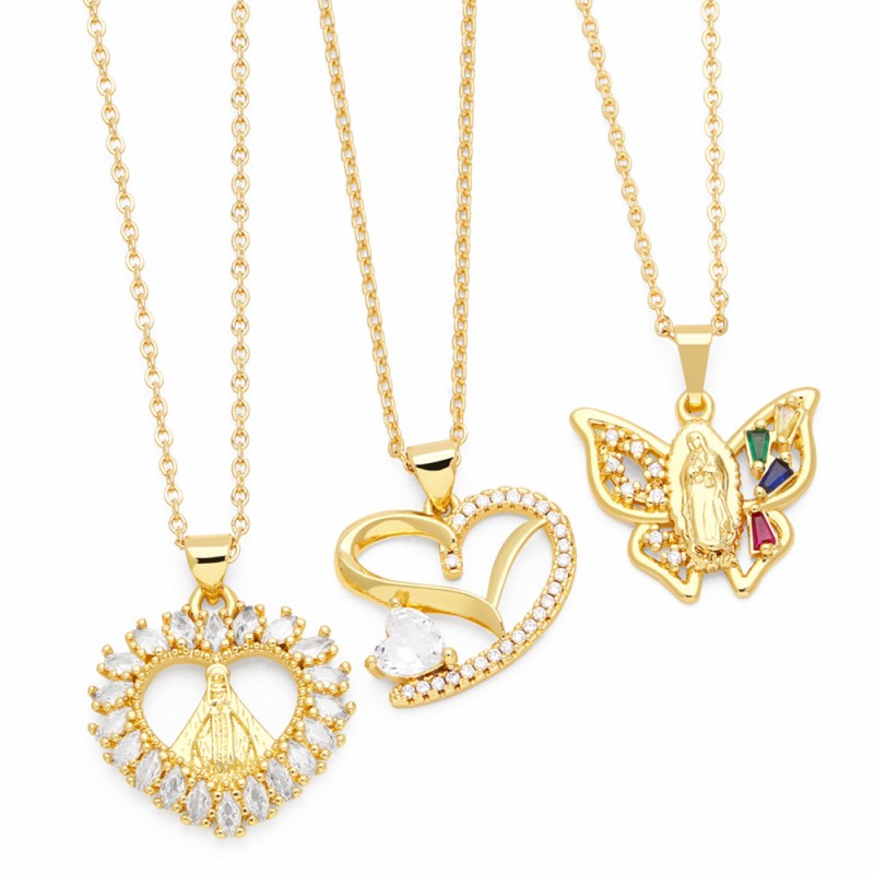 Wholesale Love Butterfly Virgin Mary Necklace