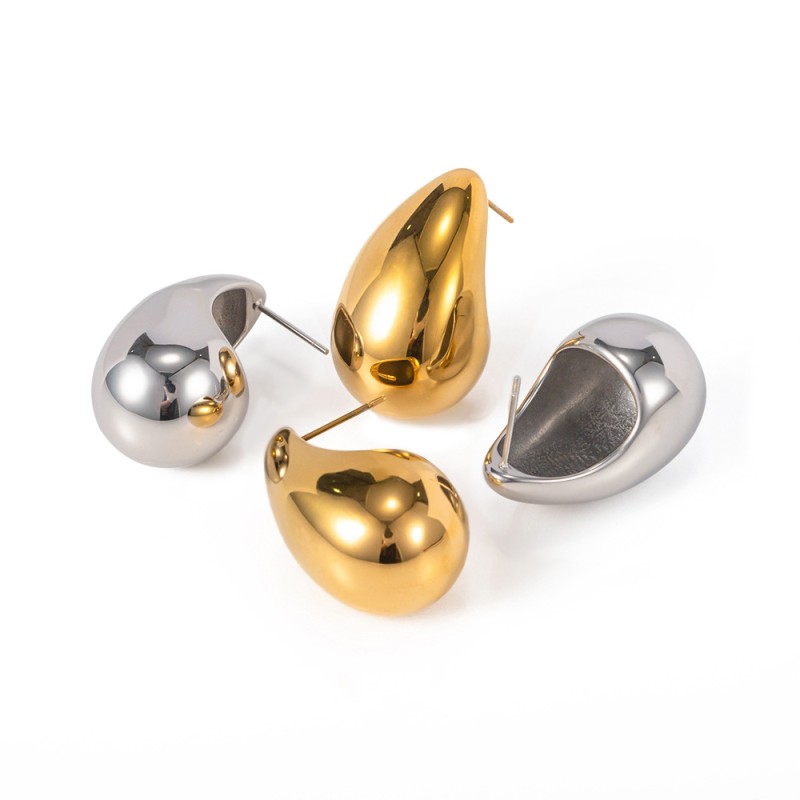 Wholesale 18K Gold Water Drop Titanium Steel Earrings