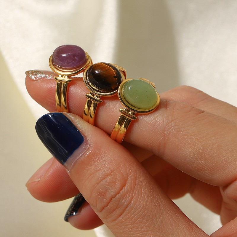 Wholesale 18K Gold Oval Gem Opening Ring