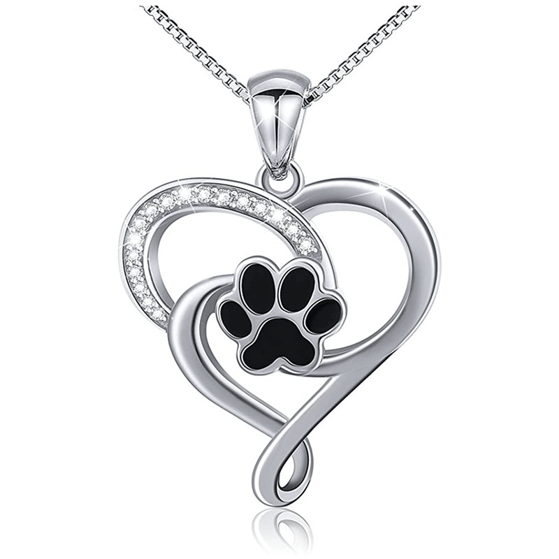 Wholesale Cute Cat's Claw Drop Glue Hollow Heart Footprint Necklace