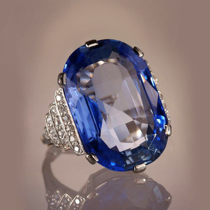 Wholesale Goose Egg Set Sapphire Blue Topaz Ring