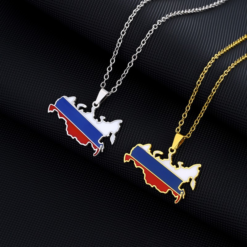 Wholesale Stainless Steel Russia Map Necklace