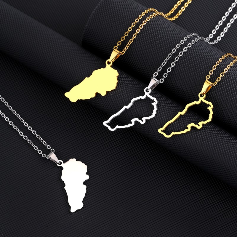 Wholesale Stainless Steel Lebanon Map Pendant Necklace