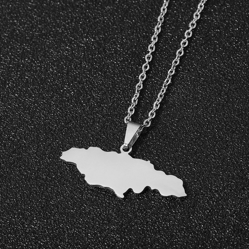 Wholesale Stainless Steel Jamaica Map Pendant Necklace