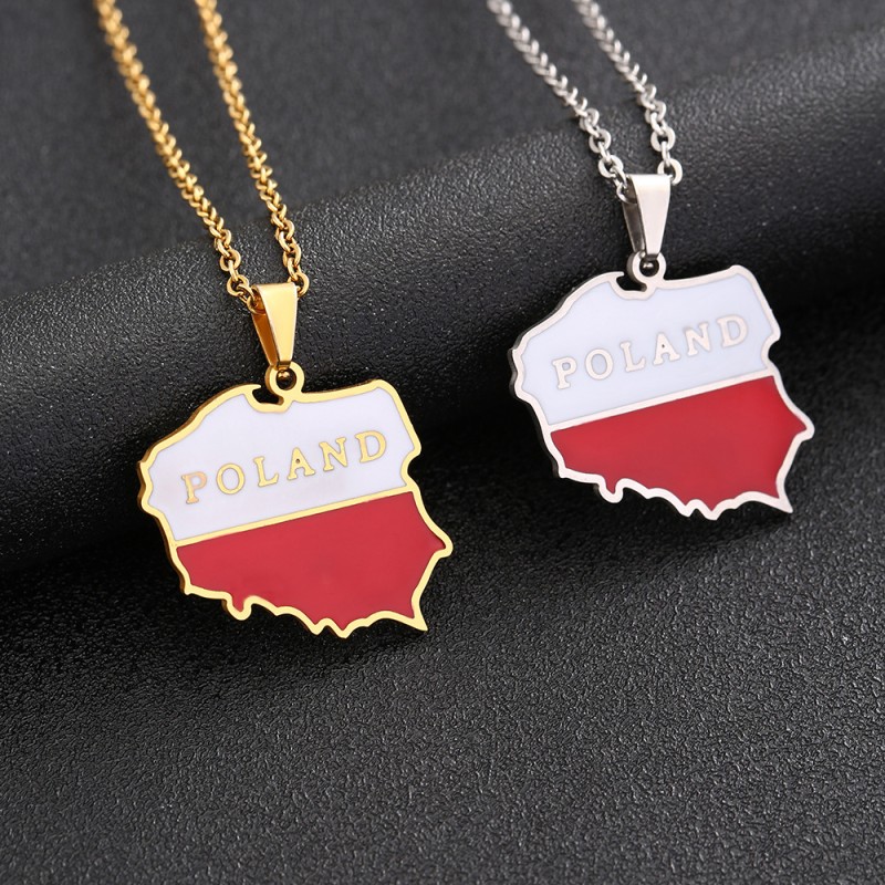 Wholesale Stainless Steel Poland Map Necklace