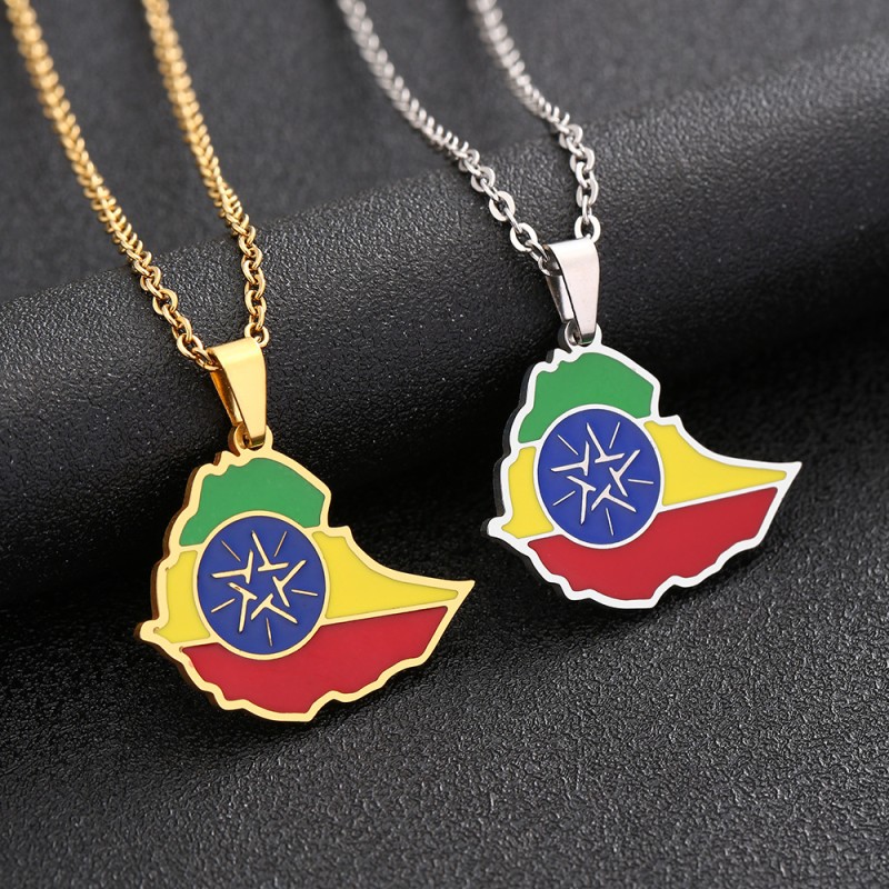 Wholesale Stainless Steel Ethiopia Map Necklace