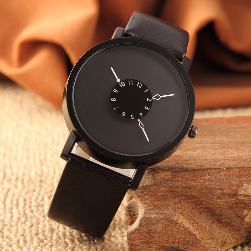 Korean Style Simple Black And White Couple Watch Personalized Inverted Pointer Watch Wholesalers