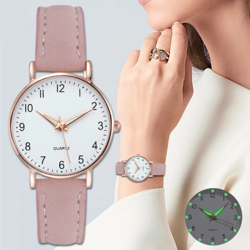 Simple Digital Retro Frosted Leather Luminous Watch Women Wholesaler