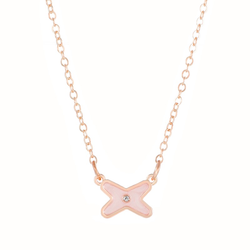 French Cross Fritillaria Rose Gold Necklace Letter X Pendant Clavicle Chain Wholesaler