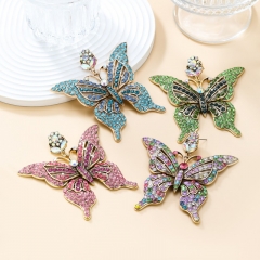 Full Diamond Alloy Butterfly Earrings Jewelry Wholesalers