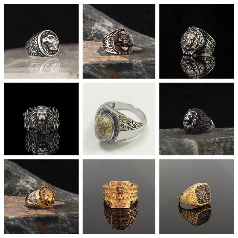 Golden Lion Head Domineering Ring Ring Wholesalers