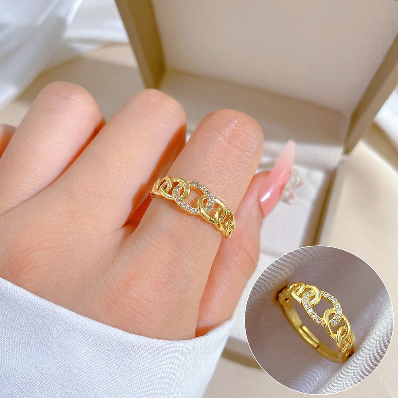 Chain Full Diamond Ring Opening Adjustable Ring Wholesaler