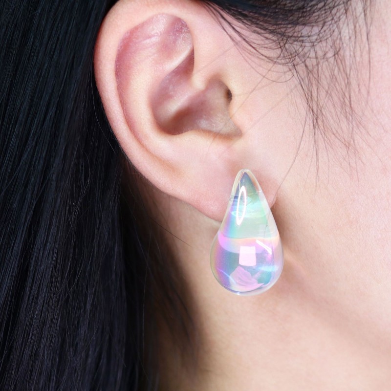 Magic Color Transparent Water Drop Acrylic Earrings Wholesaler