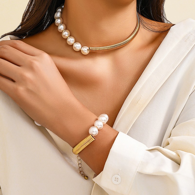 Pearl Snake Bone Chain Collar Bracelet Wholesalers