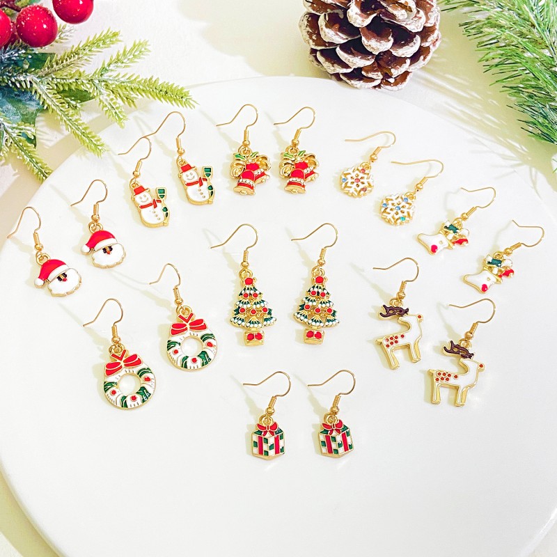Christmas Snowman Snowflake Christmas Bell Necklace Earrings Suit Wholesaler