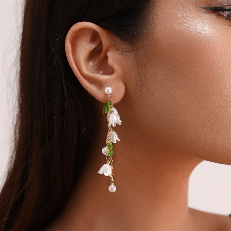 Long Tassel Pearl Flower Earring Necklace Wholesalers