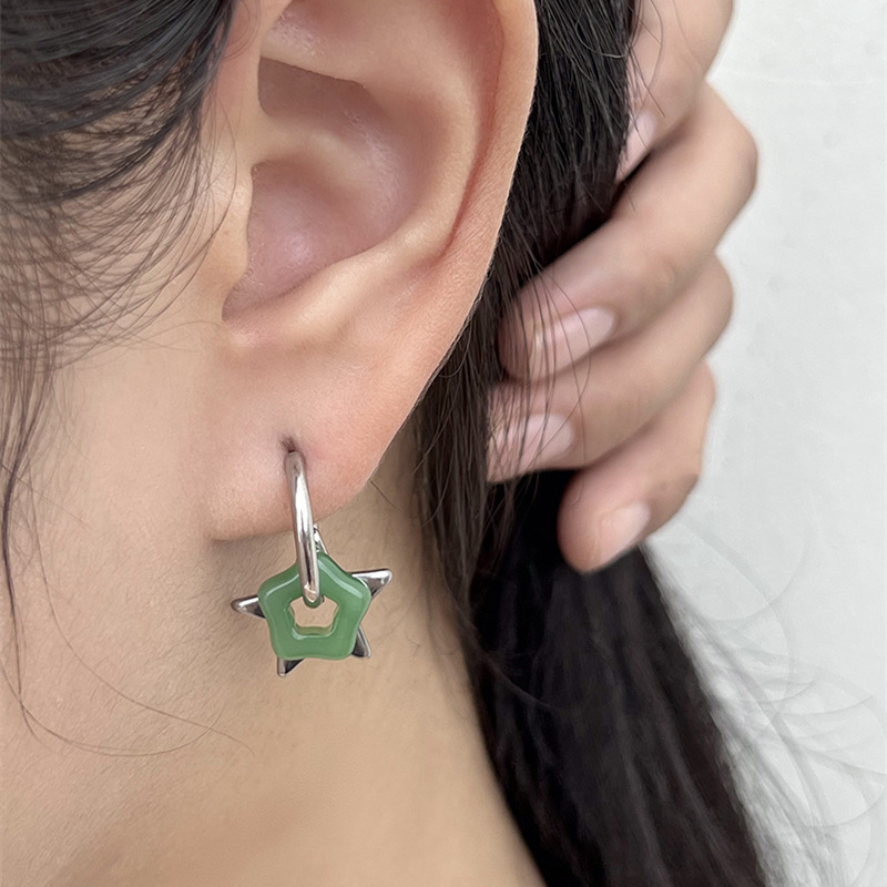 Chinese Jade Pentagonal Star Ear Buckle Wholesaler