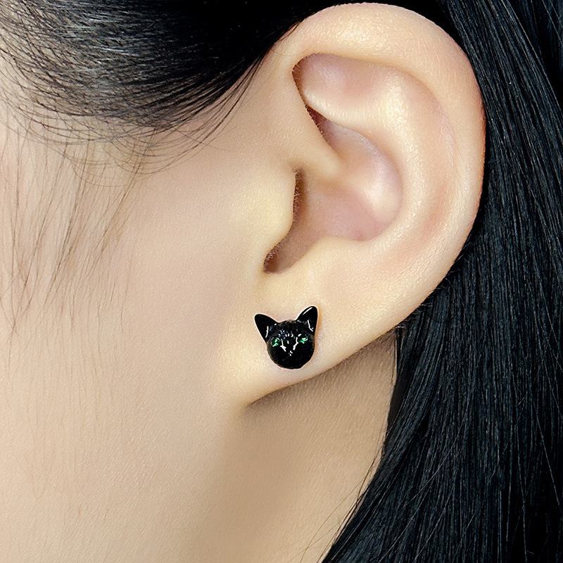 Diamond-encrusted Cat Earrings Wholesalers