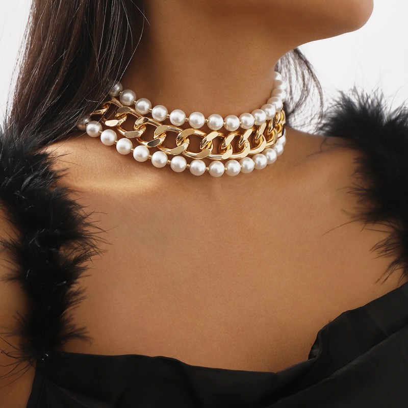 Coarse Chain Pearl Necklace Set Wholesalers