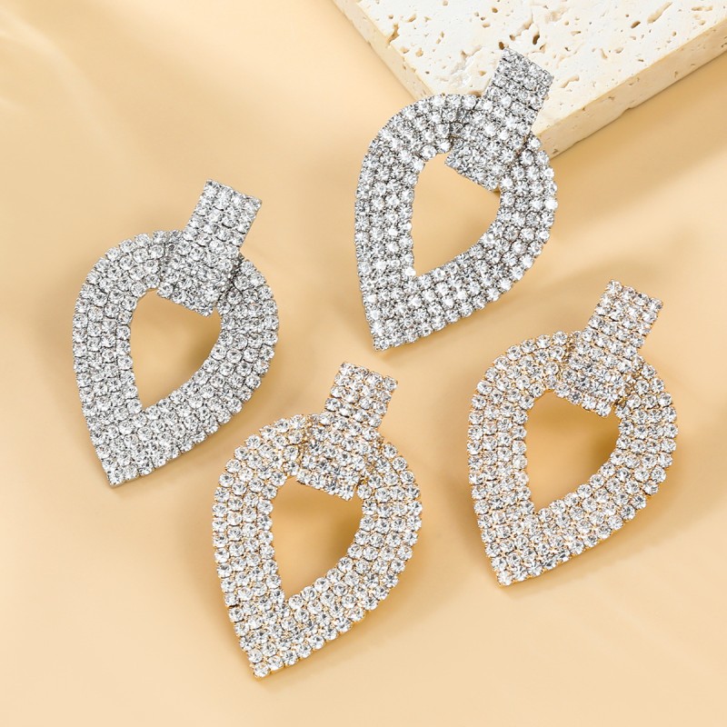 Full Diamond Heart-shaped Earrings Wholesalers
