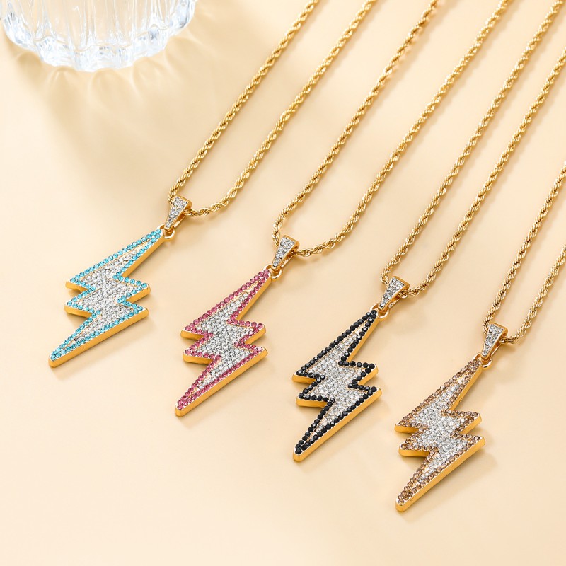 Full Diamond Lightning Pendant Necklace Wholesalers