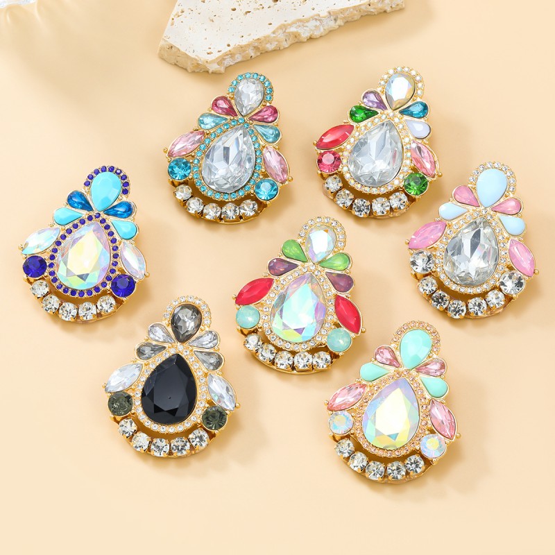 Drop-shaped Flower Full Diamond Stud Earrings Wholesalers