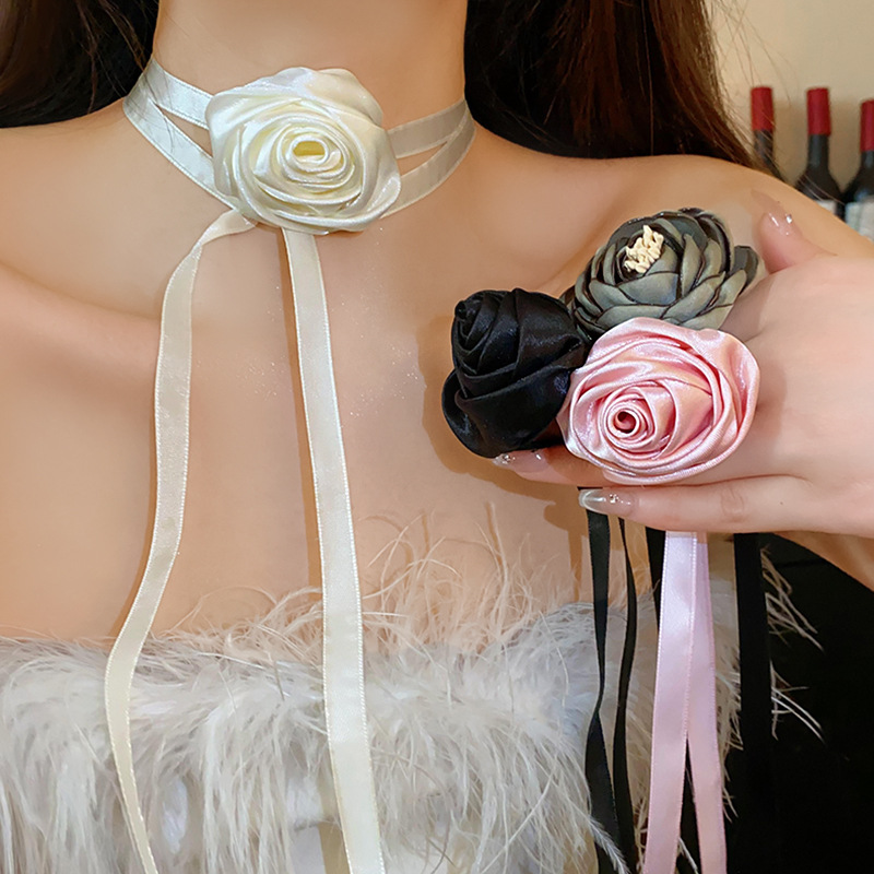 Fabric Flower Ribbon Necklace Wholesalers