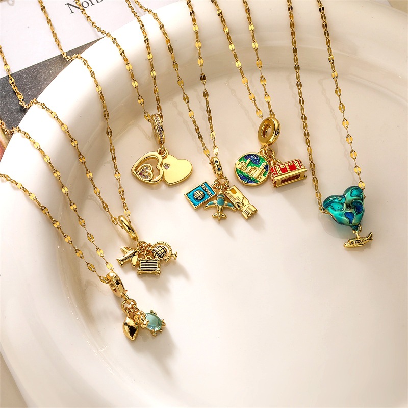 Zircon Heart-shaped Aircraft Necklace Wholesalers