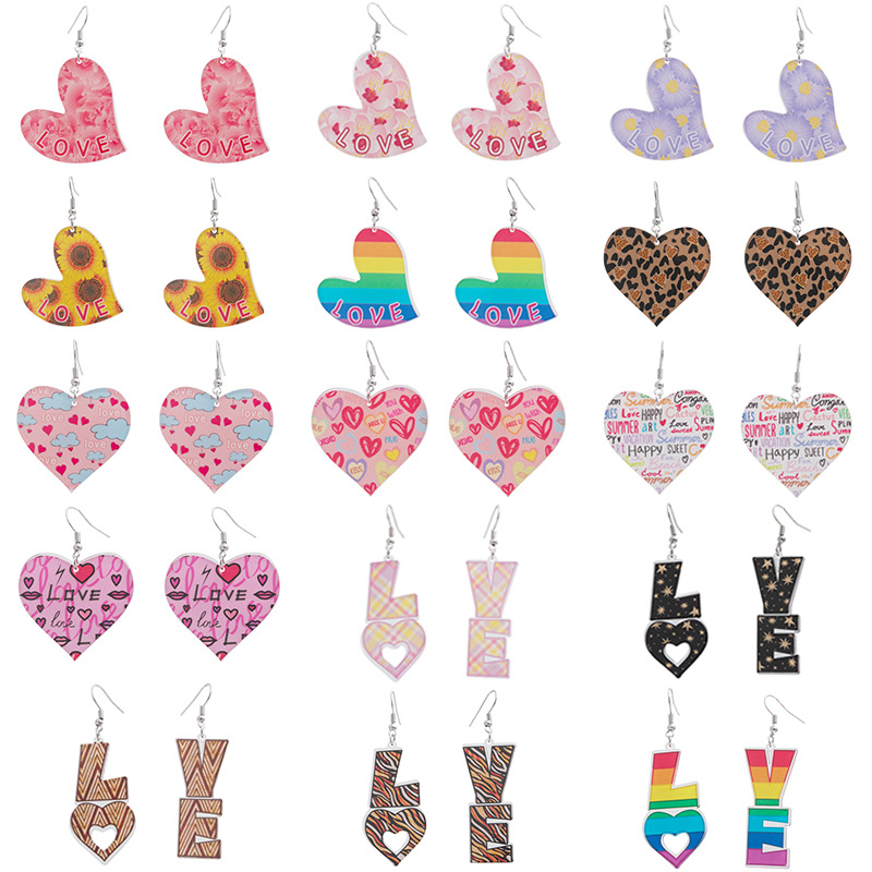 Heart-shaped Acrylic Earrings Wholesalers