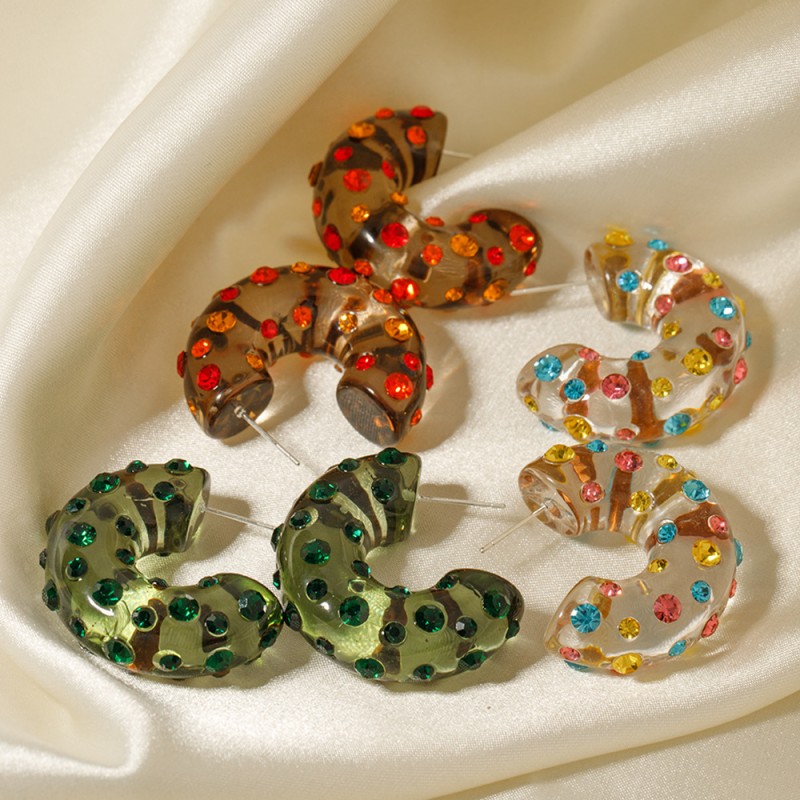 Diamond C- Shaped Earrings Wholesalers