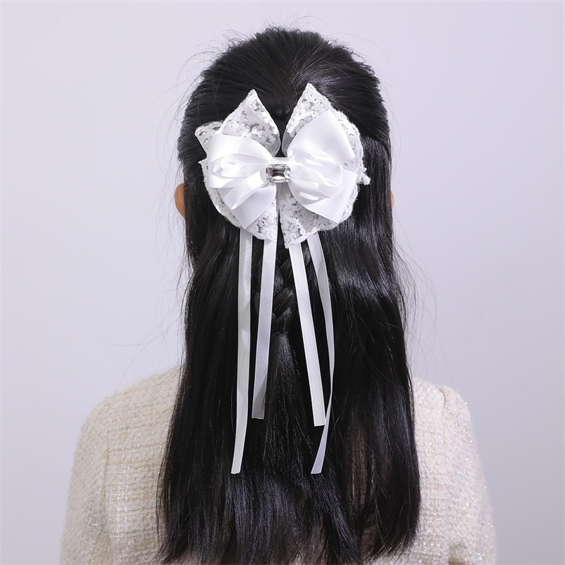 Lace Bow Long Ribbon Children Hairpin Wholesalers