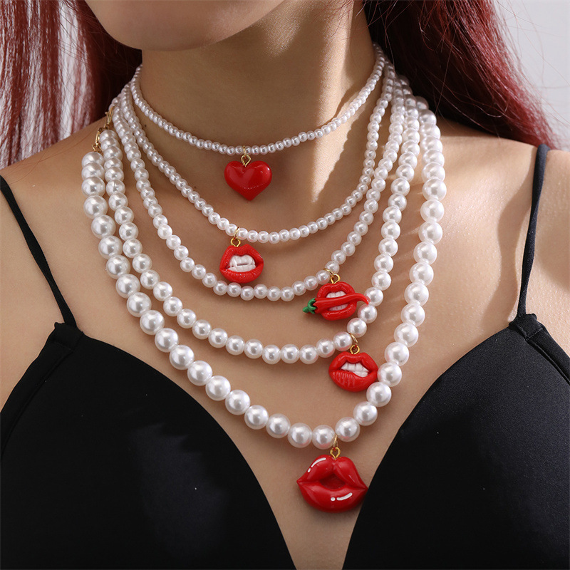 Lip Pearl Multilayer Necklace Wholesalers