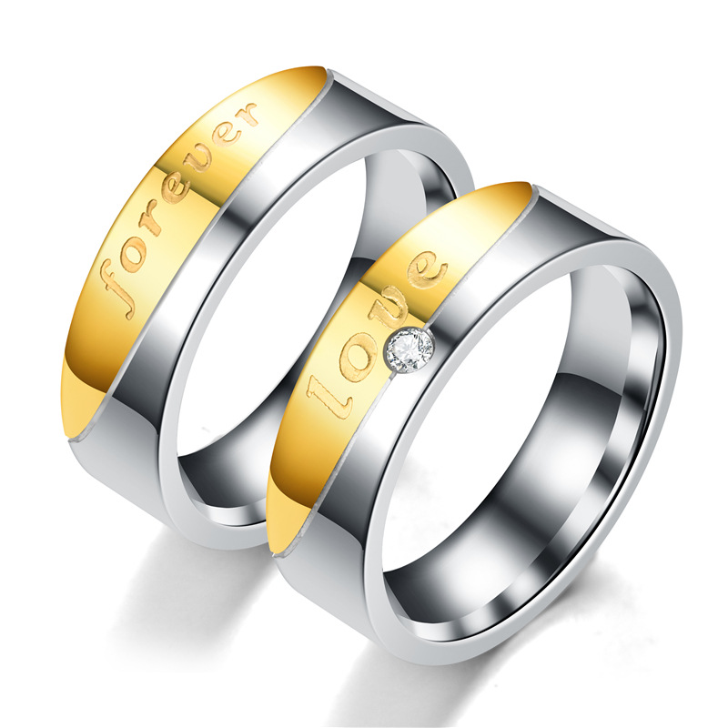 FOREVER LOVE Diamond Gold Lovers Stainless Steel Ring Wholesalers