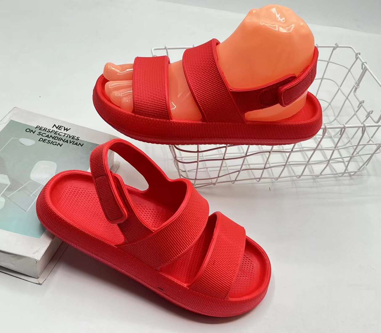 Boys and girls EVA sandals lightweight candy color anti slip summer sandals open toe Velcro