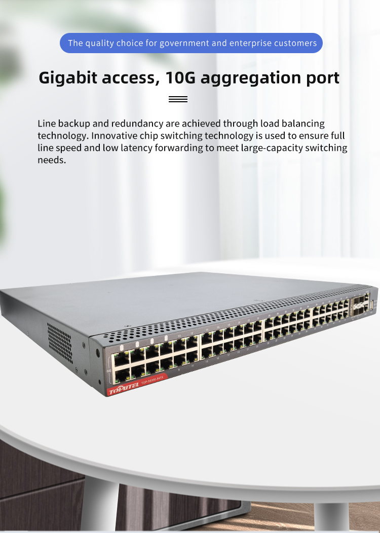 TOP-S5350-54TX Layer 3 network switch support Gigabit access, 10G aggregation