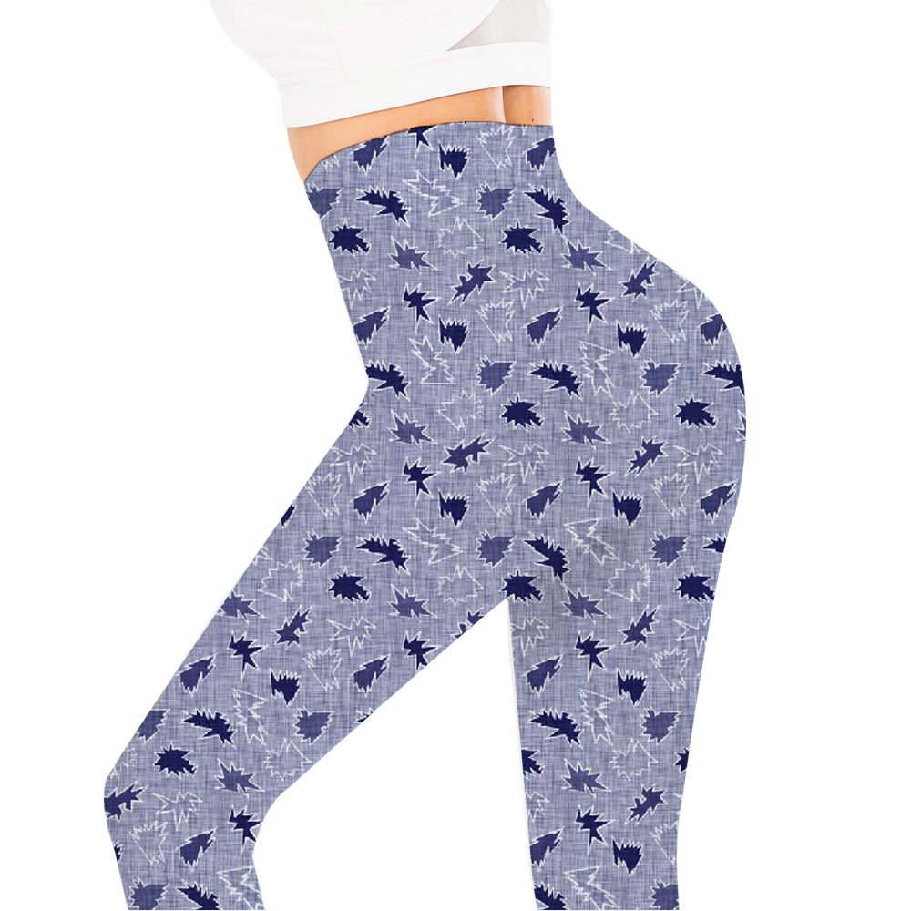 Light blue patterned high waist leggings