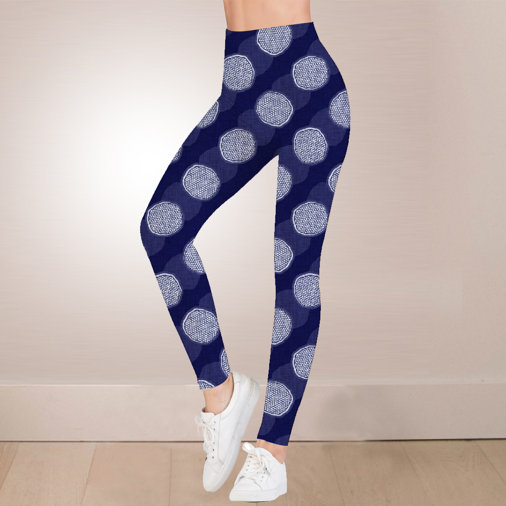 Purple wave dot high waist leggings