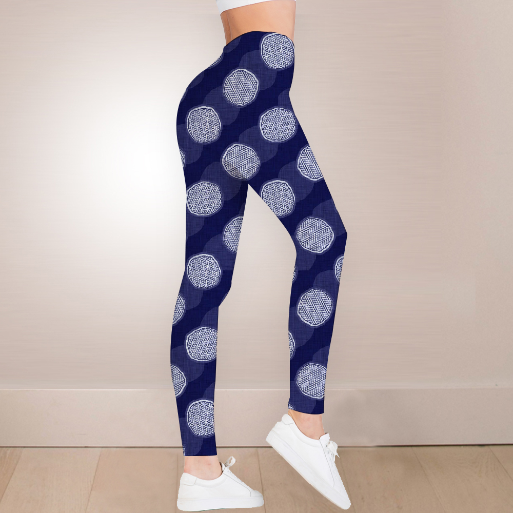 Purple wave dot high waist leggings