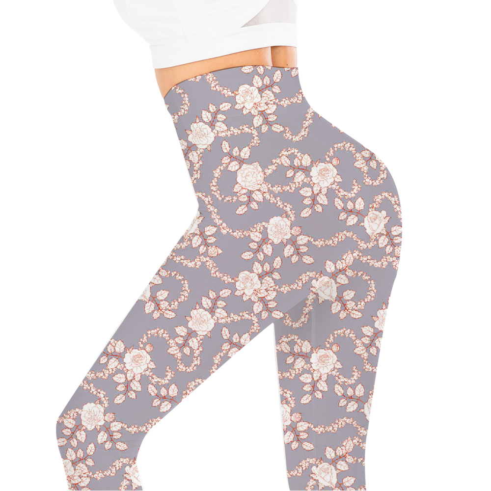 Lavender floral high waist leggings