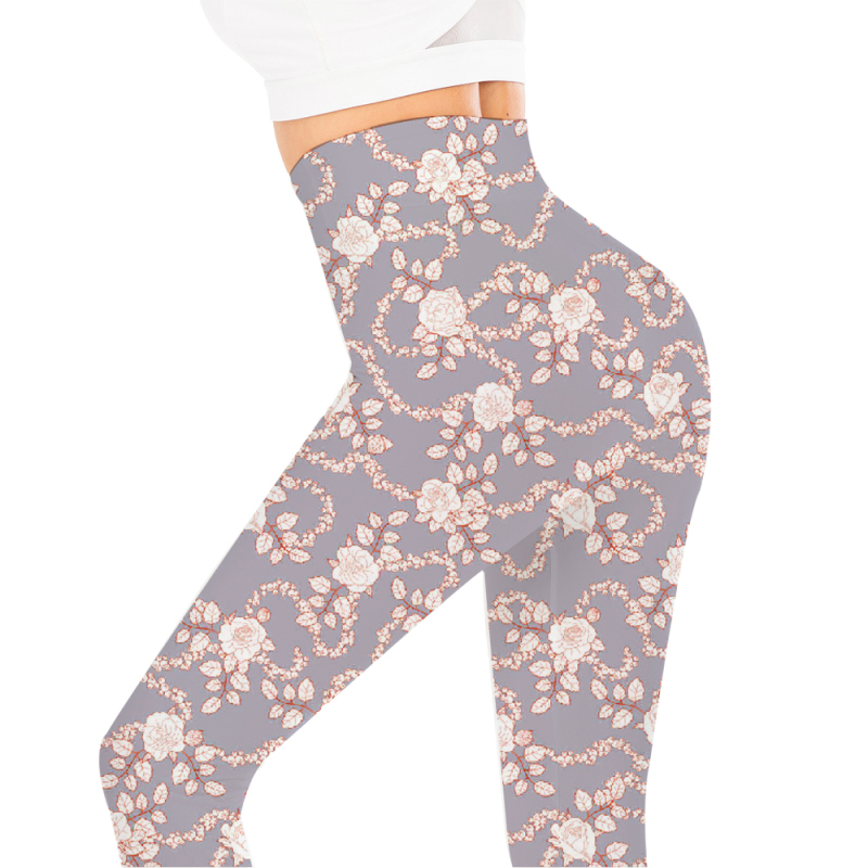 Lavender floral high waist leggings